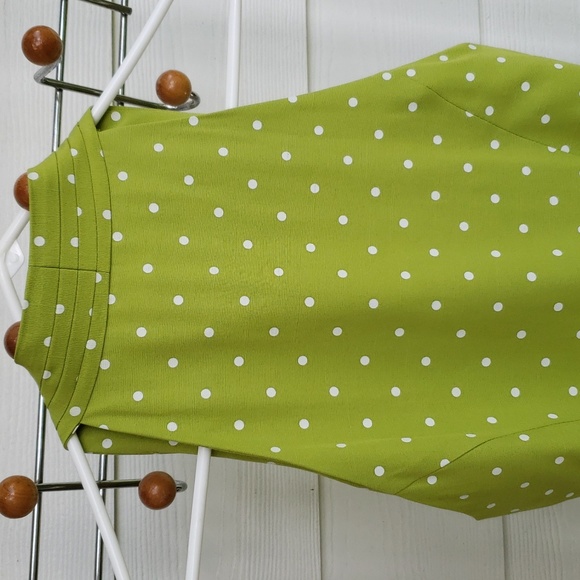 BNWT COLDWATER CREEK Zesty Green Polka Dot Button Front Belted Fit & Flare (10) - Picture 6 of 11